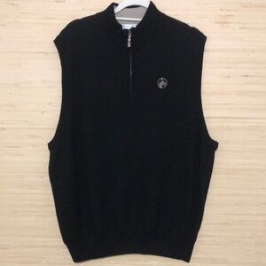 Peter Millar Black 100% Merino Wool Men's Sweater Quarter Zip Golf Vest size XXL